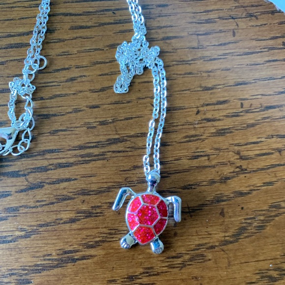 Pink Sea Turtle Silver Plated Necklace NWT - Picture 4 of 5